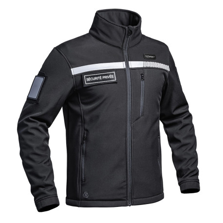 Veste Softshell 3 couches Sécurité Noir Bande Grise