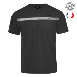 Tee-shirt noir bande grise sérigraphié sécurité privée